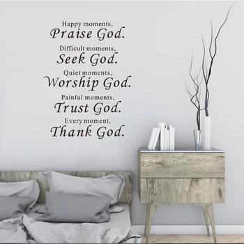 

Bible Wall Stickers Home Decor Praise Love Trust Thank God Quotes Christian Proverbs Vinyl Stickers Living Room Sticker SP-128