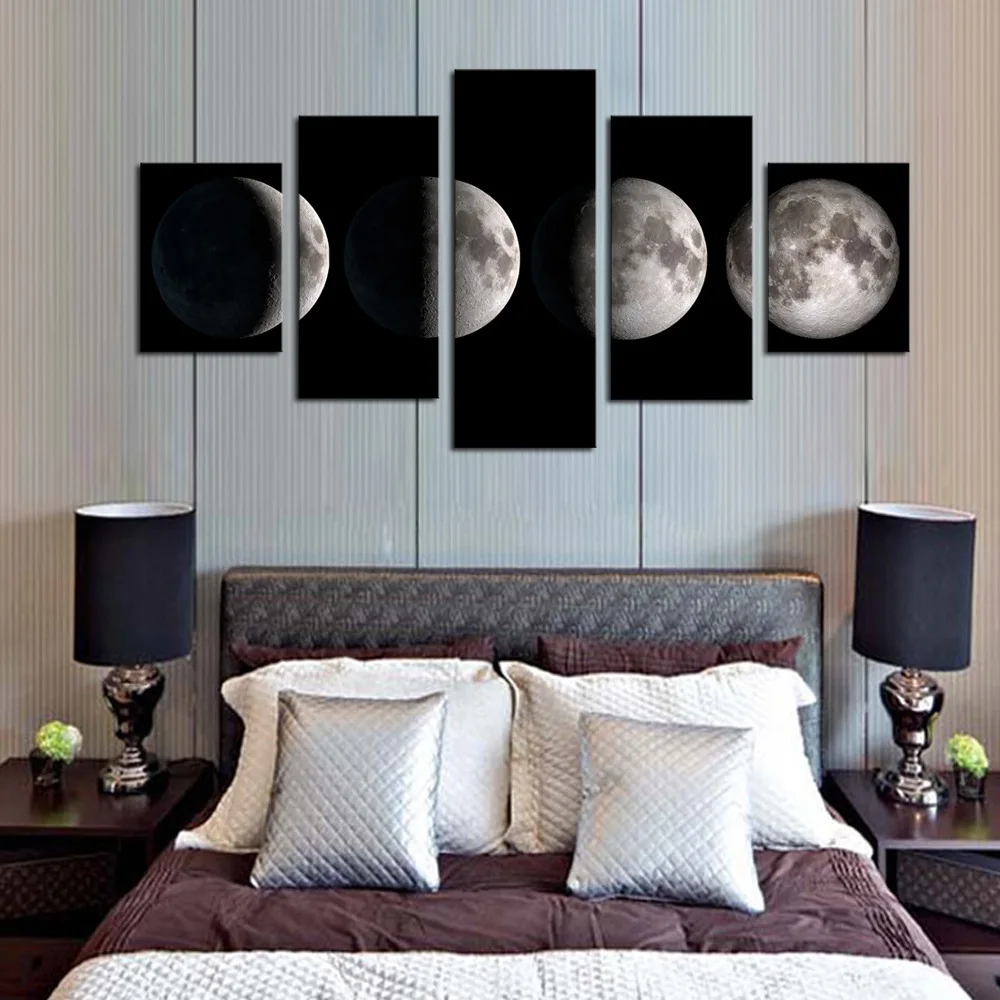 

Hot Sales Black Background Moon Poster Art 5 Fight off Office Decorative Painting Wall Paintings a Customizable