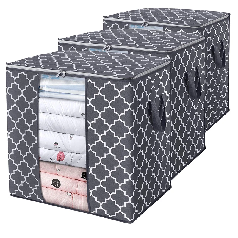 Storage Bag Large Blanket Clothes Organization Containers for Bedding Foldable Organizer 100L Reinforced Handle Clear Window | Дом и сад