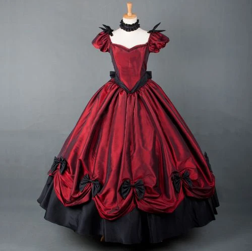 Длинное платье принцессы в викторианском стиле; милое платье лолиты в готическом стиле; винтажное платье с бантом