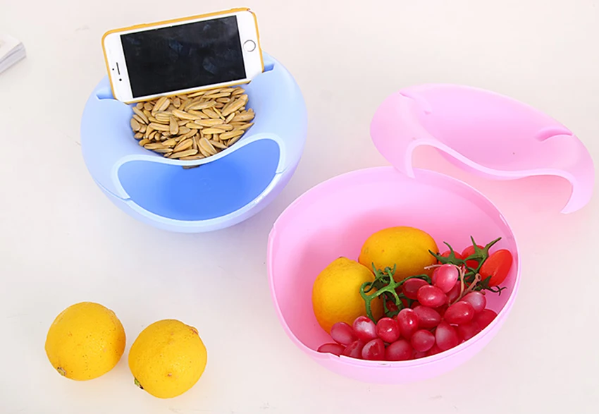 2 In 1 Lazy Snack Bowl With Phone Stand Holder-Pack Of 2