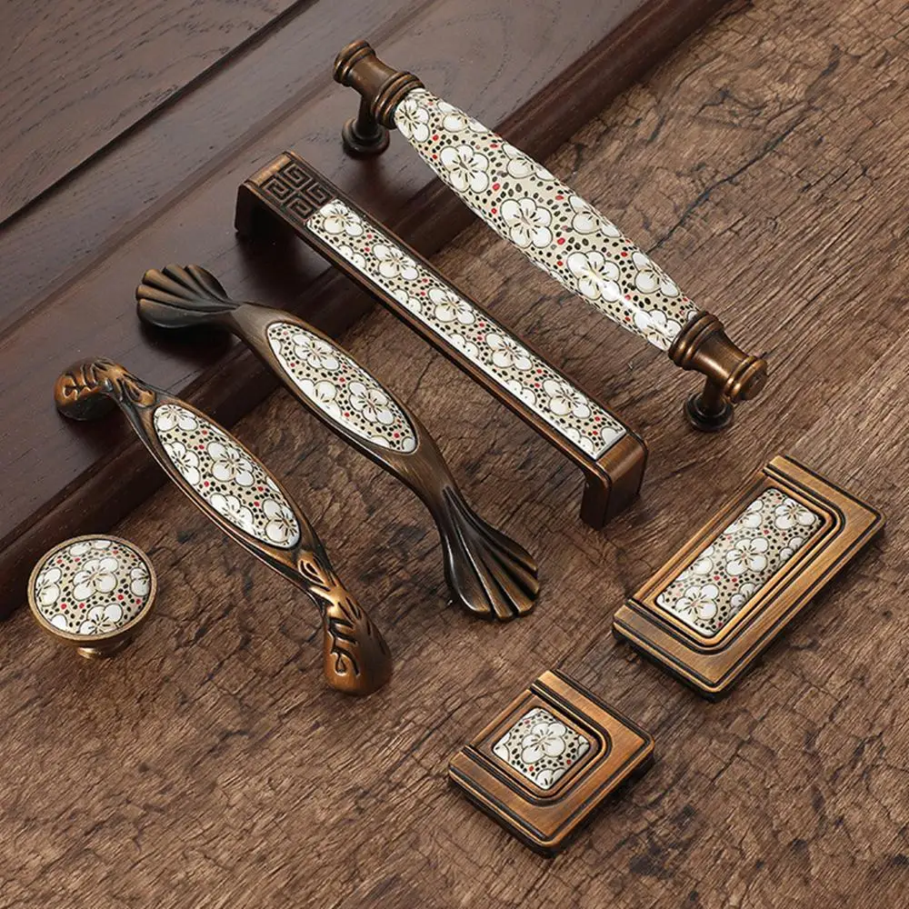 Antique Bronze Ceramic Cabinet Handles 