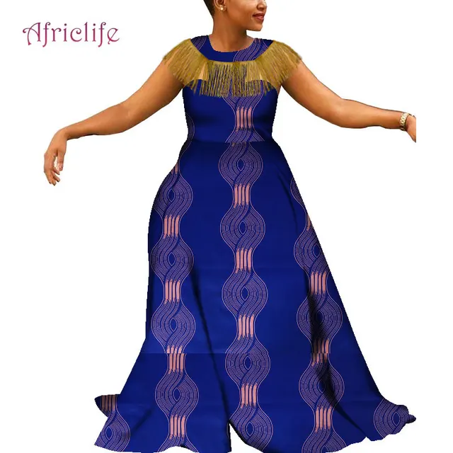 Plus Size Ethnic Clothing African Kitenge Dress Designs Casual Dresses for Women WY5087