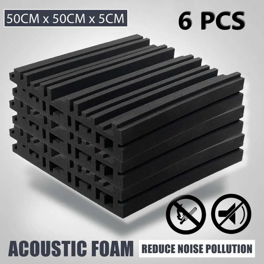 6pcs Hexagon Acoustic Foam Panels Sound Absorbing KTV Studio Noise
