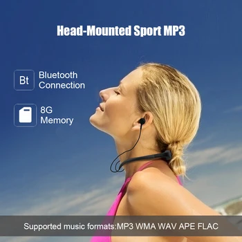 

Wireless Bluetooth 5.0 MP3 Head-mounted Sports Neckband IPX8 Waterproof Swimming 8GB Music Player Supports Multiple Audio Format