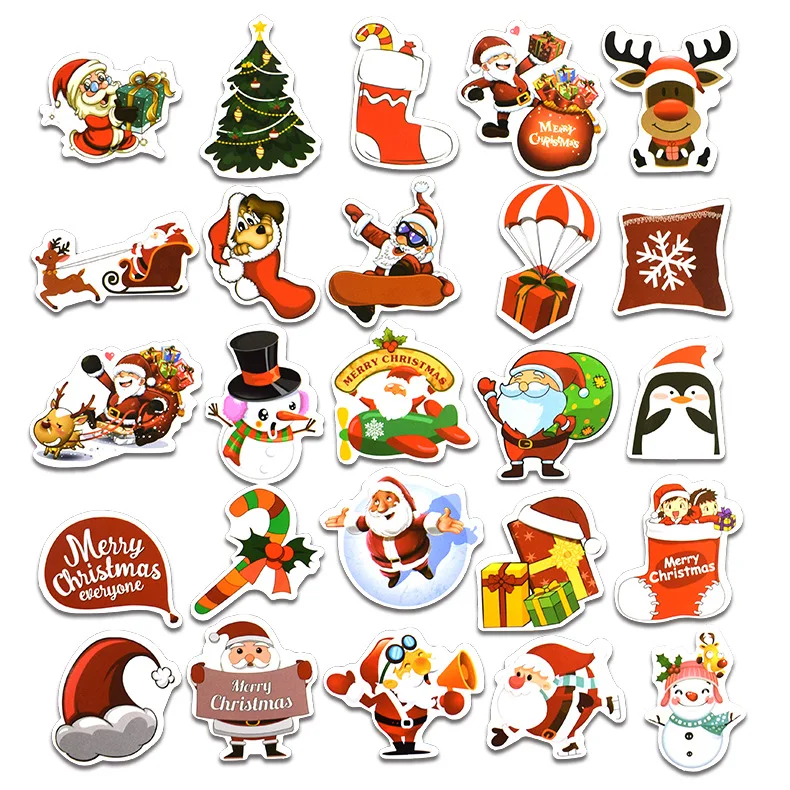 25 шт./компл. Merry Christmas Стикеры уличных танцев Doodle Стикеры костюм; Детский костюм на Рождество День Водонепроницаемый для катания на сноуборде ПВХ наклейка на чемодан - Цвет: 25PCS