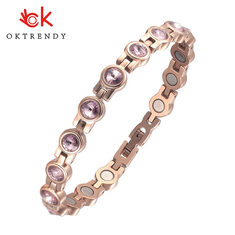 

Stainless Steel Charm Friendship Magnetic Bracelets Therapy Big Crystal Stone Elements Love Bracelet Valentines Day Gift