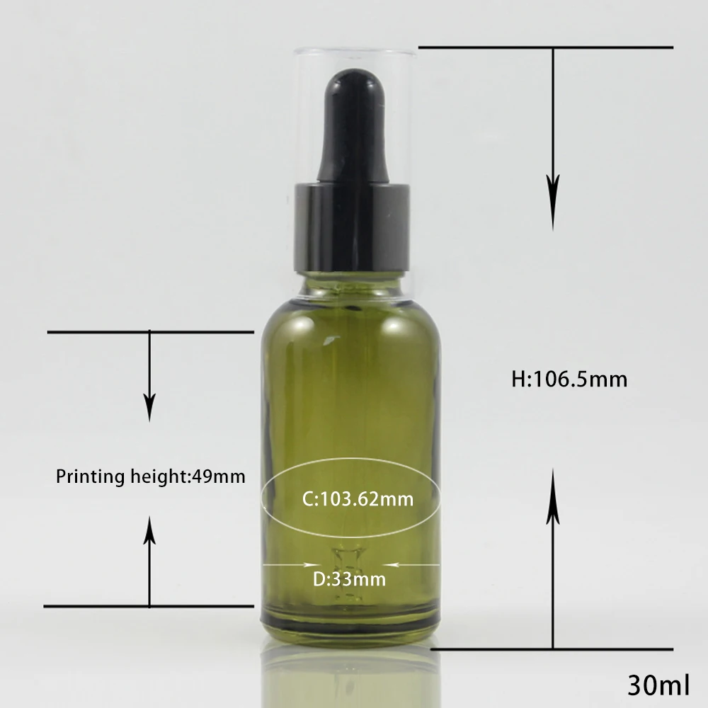 olive green Масляный парфюмерный стеклянный флакон с пипеткой 30 мл, бутылка-капельница для эфирных масел - Цвет: olive green