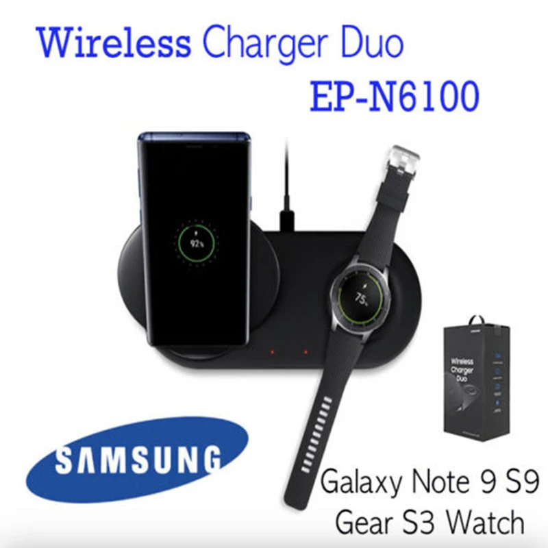 

GENUINE Samsung 25W Wireless Charger Duo with Type-C Cable For Samsung Watch S2 S3 S4 For Galaxy S8 S9 S10 Plus Note 8 9 10 +For