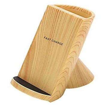 

High Quanlity-Wood Wireless Charger Stand,10W Fast Wireless Charger Pad Stand Wood Grain with Pen Holder for iPhone x and Samsun