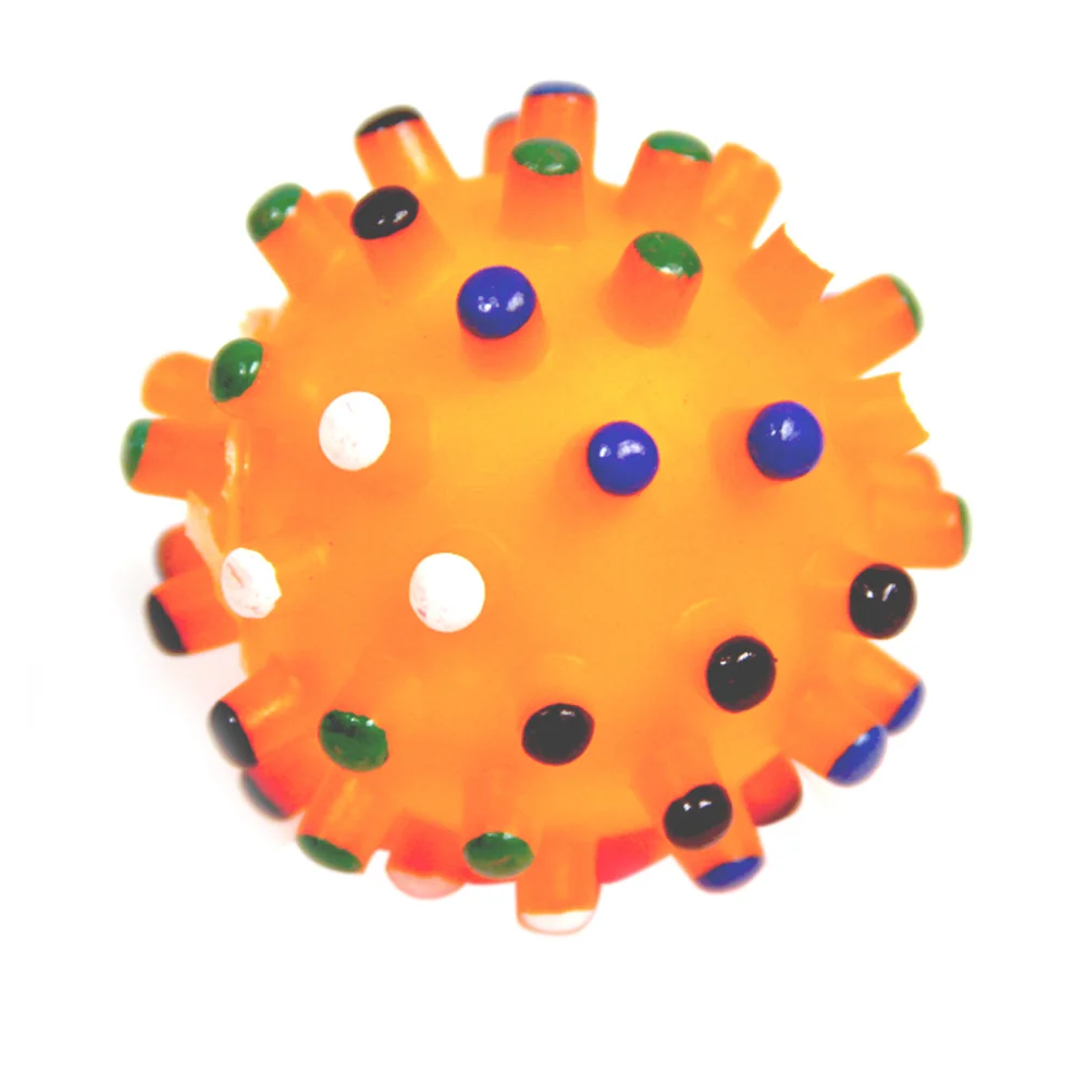 Colorful Pet Ball Toys Vinyl Teeth Training Dog Supplies Teether Puppy Toy Squeaky Dot Ball Funny Plastic Grinding - Цвет: Orange