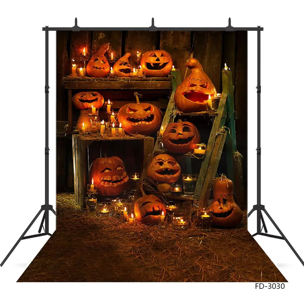 

Photographic Background Halloween Pumpkins Candles Ladder Vinyl Cloth Backdrop for Children Baby Lovers Photoshoot Fond Photo