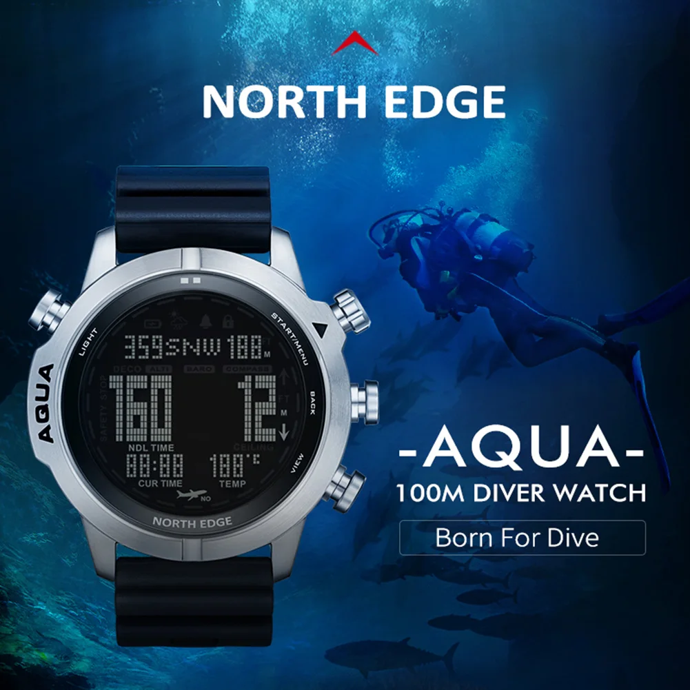 Men's Sports Watch Waterproof Diving with Compass Stopwatch Countdown 12/24 Hour Format for Outdoors | Электроника