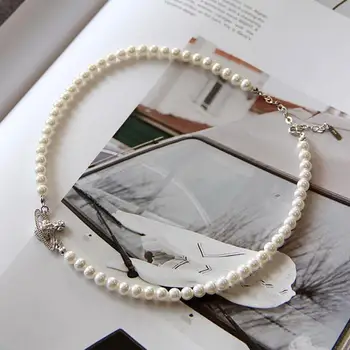 

Celi French Style 925 Sterling Silver Saturn Pearl Necklace Female Seashell Pearl Clavicle Chain For Women Girls Birthday Gift