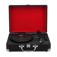  Plastic Wood Retro 33/45/78 RPM bluetooth PH/ INT/ BT 2.0 Suitcase Turntable Vinyl LP Record Phone Player 3-Speed 3.5mm AUX IN 
