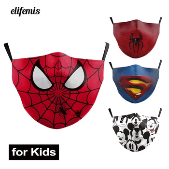

Cartoon Spiderman Captain America Mouse Kids Mouth Masks Washable PM 2.5 Protective Dust Children Face Masks Earloop Reusable