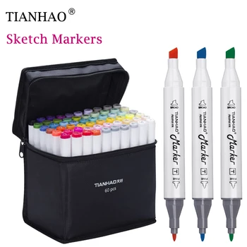 

Tianhao Art Marker Set Dual Head Artist Sketch Alcohol Based Markers for Animation Manga Design Pen Supplies Water Color Pens