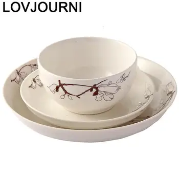 

Cuenco Ceramica Porcelain Saladier Rice Noodles Plate Fruteira Set Miska Utensil Keuken Accesoires Dinnerware Soup Ceramic Bowl