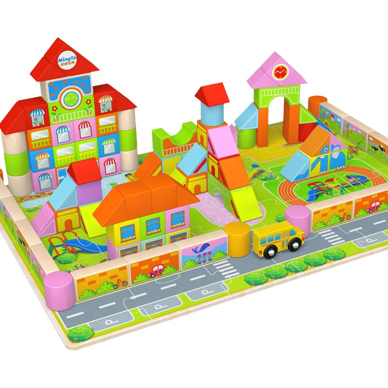 

Ming Tower 128 Grain Kindergarten Building Blocks Early Childhood Puzzle Boys And Girls Educational ENLIGHTEN Wooden Assembled T