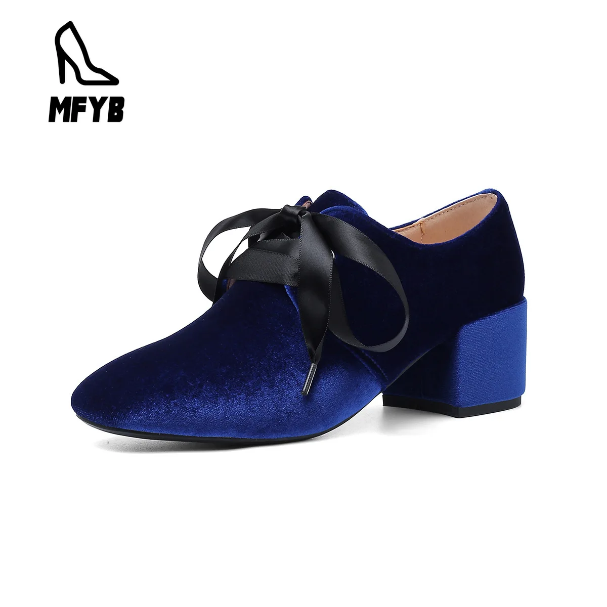 

MFYB Women's single shoes 2019 autumn new fashion square head high heel women's shoes with 34-43 large size single shoes