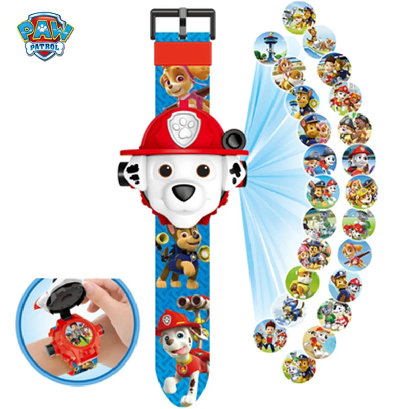 mashall Paw Patrol часы действие 3D Проекционные игрушки фигурка Paw Patrol день рождения Аниме Фигурка Patrol Paw Patrulla Canina Рождественский подарок - Цвет: mashall