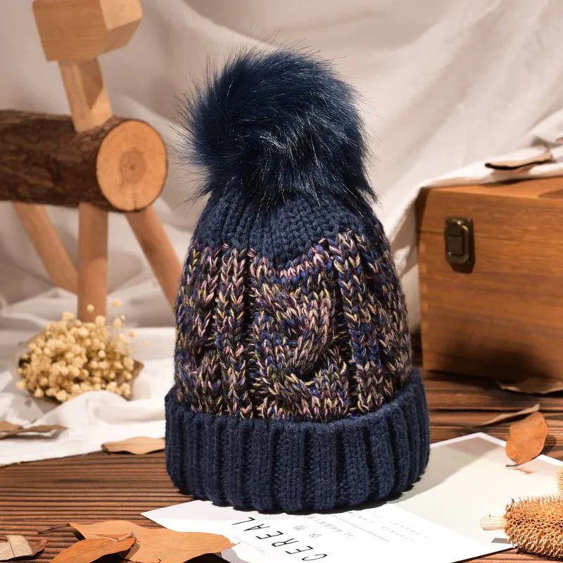 Blue Дизайн, Женская шерстяная шапка, теплый мех внутри, женские шапки, удобный корейский стиль, меховая шапка,, легкая женская шапка, синий, черный, серый, розовый цвет, Прямая поставка - Цвет: Blue