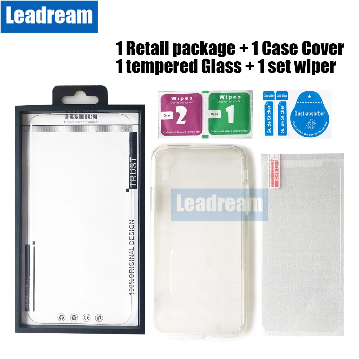 

50Pcs Clear Shockproof Transparent X Cover Case with Tempered Glass For iPhone X XS MAX Xr 6 6S 7 8 Plus