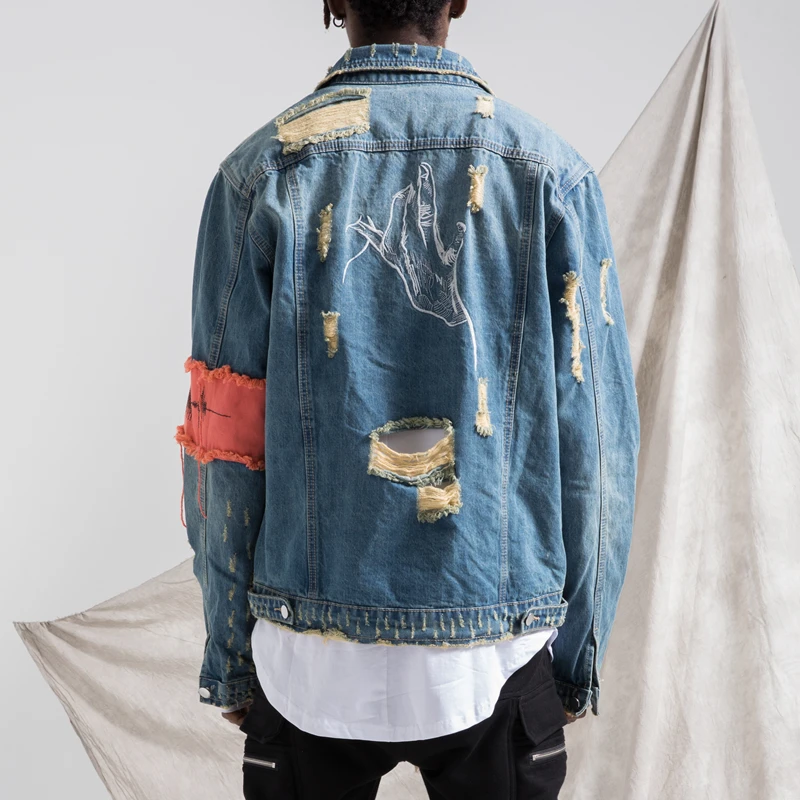 Chaqueta vaquera rota hombre Clearance