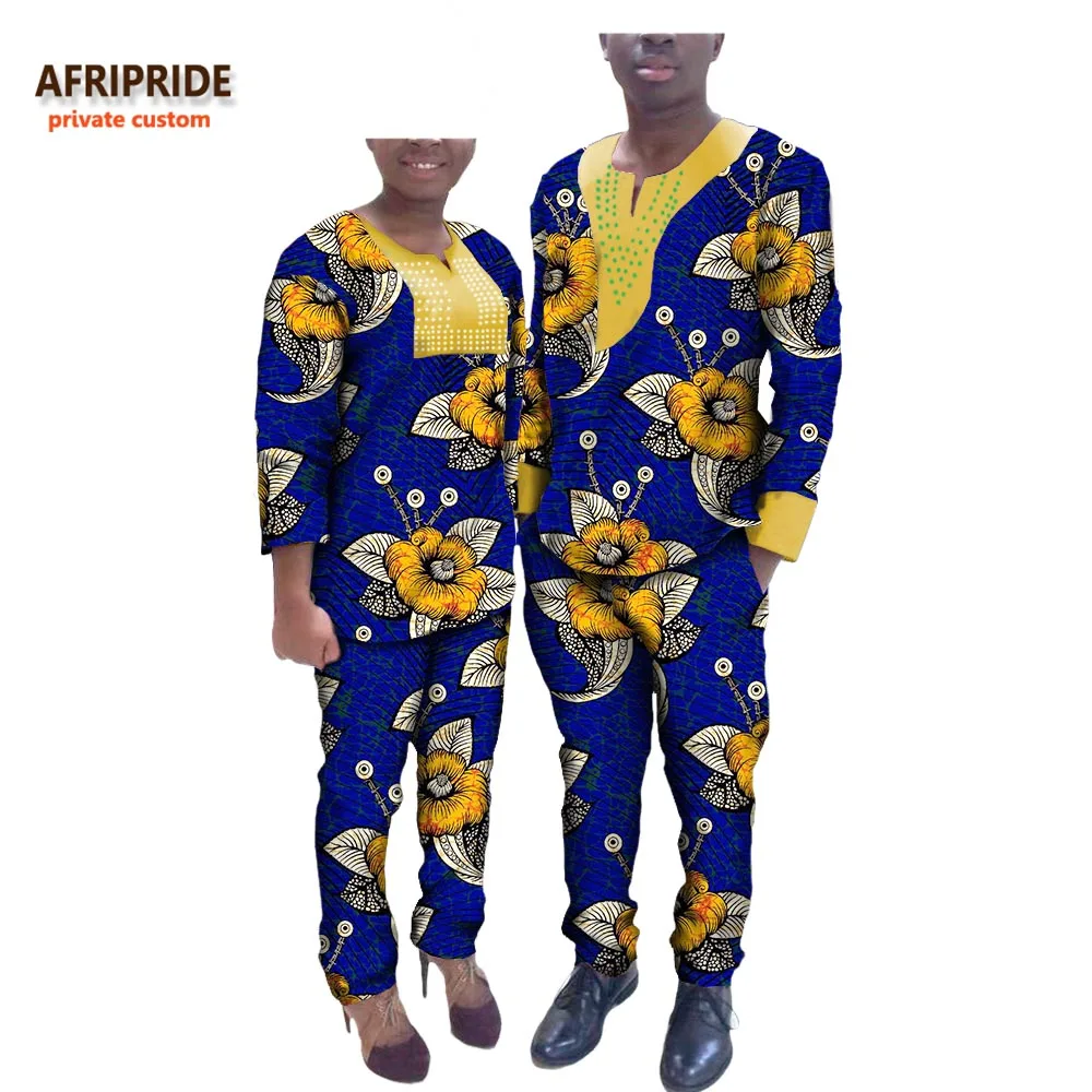Осенняя одежда для пары, AFRIPRIDE, индивидуальный заказ, наручные рукава+ брюки длиной до щиколотки, костюм для пары, бриллианты на груди, A72C01 - Цвет: 537