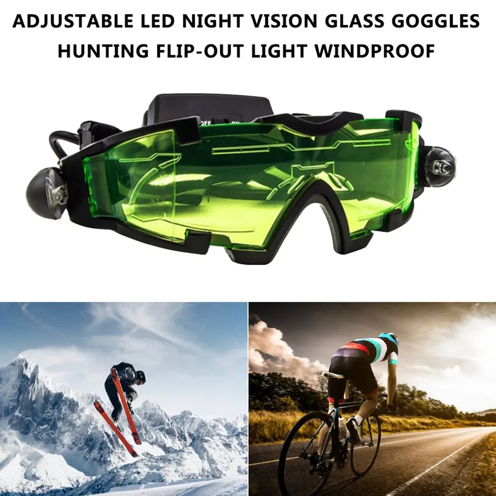 

Adjustable LED Night Vision Glass Goggles Motorcycle Motorbike Racing Hunting Glasses Eyewear With Flip-out Light Windproof