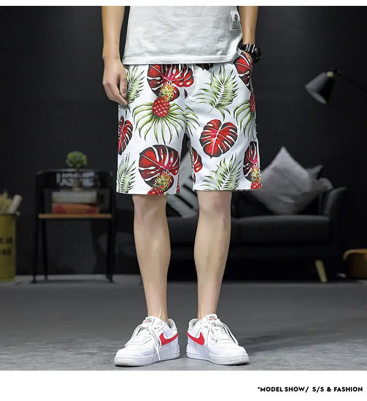 Повседневные Хип-хоп шорты Broek бордшорты Mannen Zomer с принтом Hawaii Korte Broek Mannen Losse Trekkoord Korte Broek Mannen