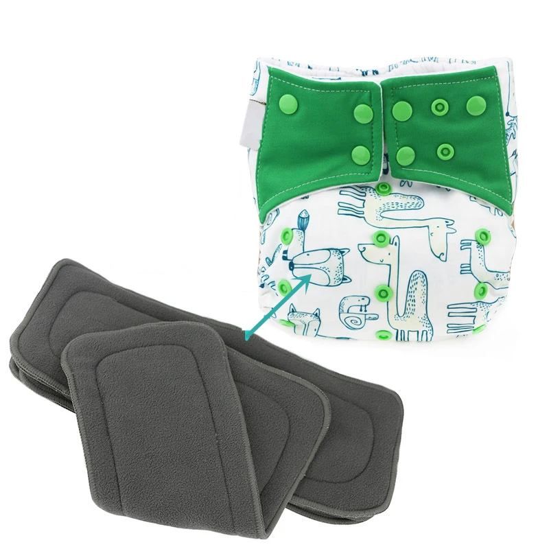 

4 Layer Reusable Washable Diaper Boosters Liners For Real Pocket Cloth Nappy Diaper Cover Wrap Insert Microfibre Bamboo Charcoal
