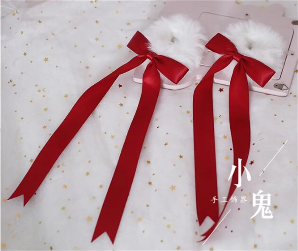 Китайский стиль Лолита двойной конский хвост головной убор Лолита меховой шарик волосы веревка аксессуары для волос B567