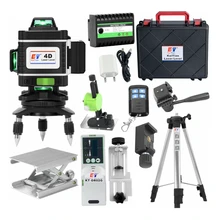 Kaitian laser nível tripé verde 4d 16 linhas auto-nivelamento vertical & horizontal poderoso 360 suporte 520nm nivel lasers receptor