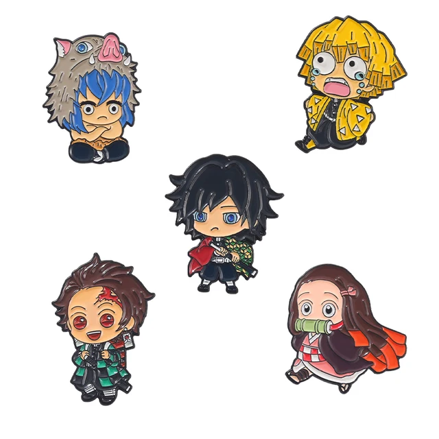 Demon Slayer HUNTERXHUNTER Enamel Pin Anime Characters 5pcs/Sets Suits Brooches Badge Backpack Gift Friends Jewelry Wholesale style-4