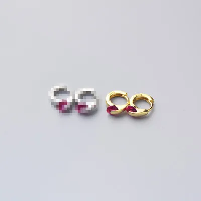 Серьги из стерлингового серебра 925 пробы, модные милые мини цветные циркониевые серьги, кольцо для ушей, Пряжка для костей, серебряные серьги для девушек - Окраска металла: 1 pair gold rose