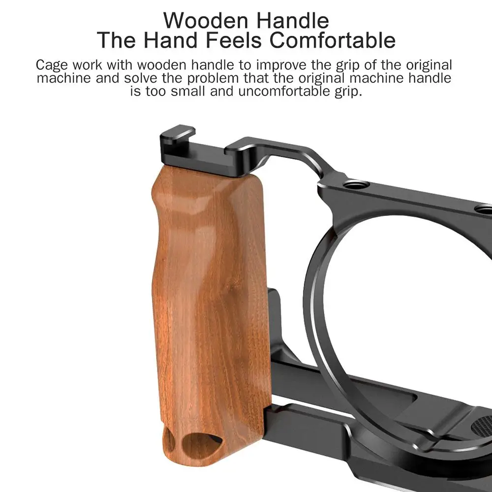 UURig C-RX100 VII Vlog Camera Cage for 7RX100 VII Case with Wood Handle Handgrip Dual Cold Shoe Mount Camera Studio Accessories