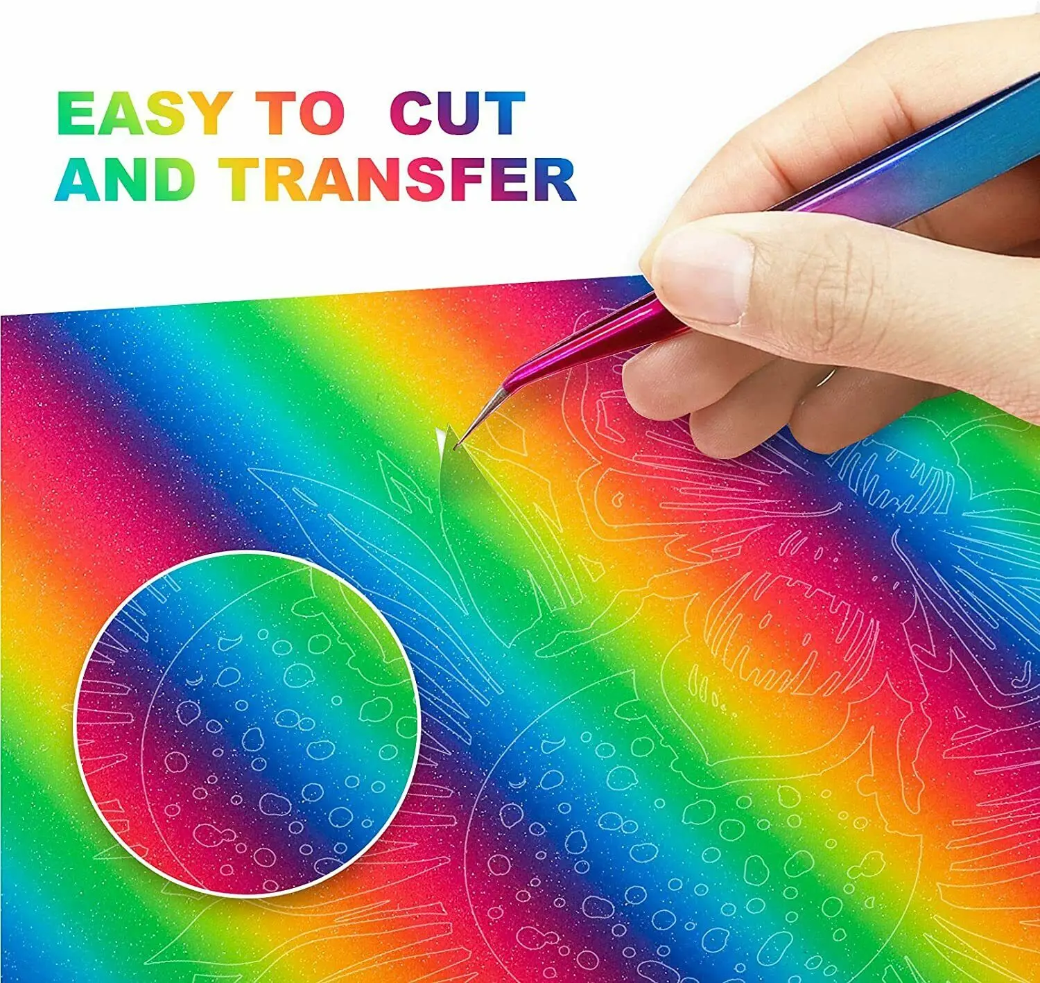 Sparkle Multicolor Rainbow Permanent Vinyl Sheet Selfadhesive Craft Sign Making Waterproof Sticker Cup/Glass Decal Xmas Card DIY