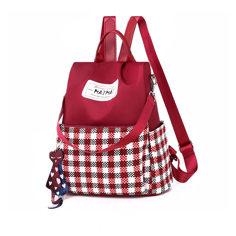 

2019 Sac Mochila Backpack Women Oxford Multifuction Bagpack Casual Anti Theft stripe lattice Backpack For Teenager Girls