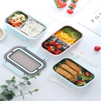 

Portable Insulated Lunch Box With Handle Fork Bento Box Tableware Kitchen Food Container 304 Stainless Steel New For Kids