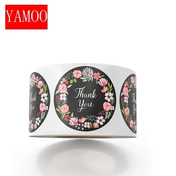 

500pcs round Floral Thank You Stickers Floral Stickers for seal Labels Mailing Supplies for Small Business Bags handmade sticker
