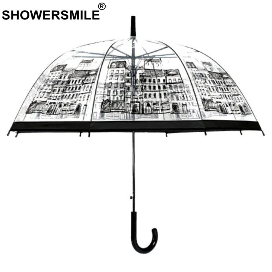 SHOWERSMILE прозрачный зонтик для дождя Женский Мужской Билдинг Аполлон