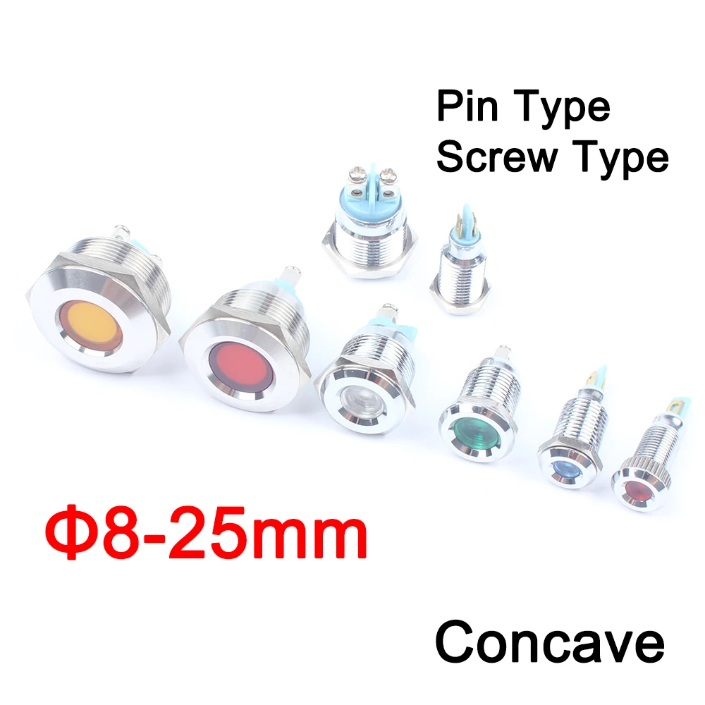1 шт. водонепроницаемый металлический светодиодный сигнальный индикатор 8 мм 10 12