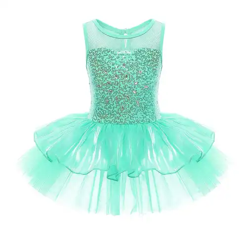 Child Tutu Ballet Dress Girls Ballerina Tulle Costume Sequins Mesh Splice Bowknot on Waist Gymnastics Leotard Kids Dancewear - Image 9