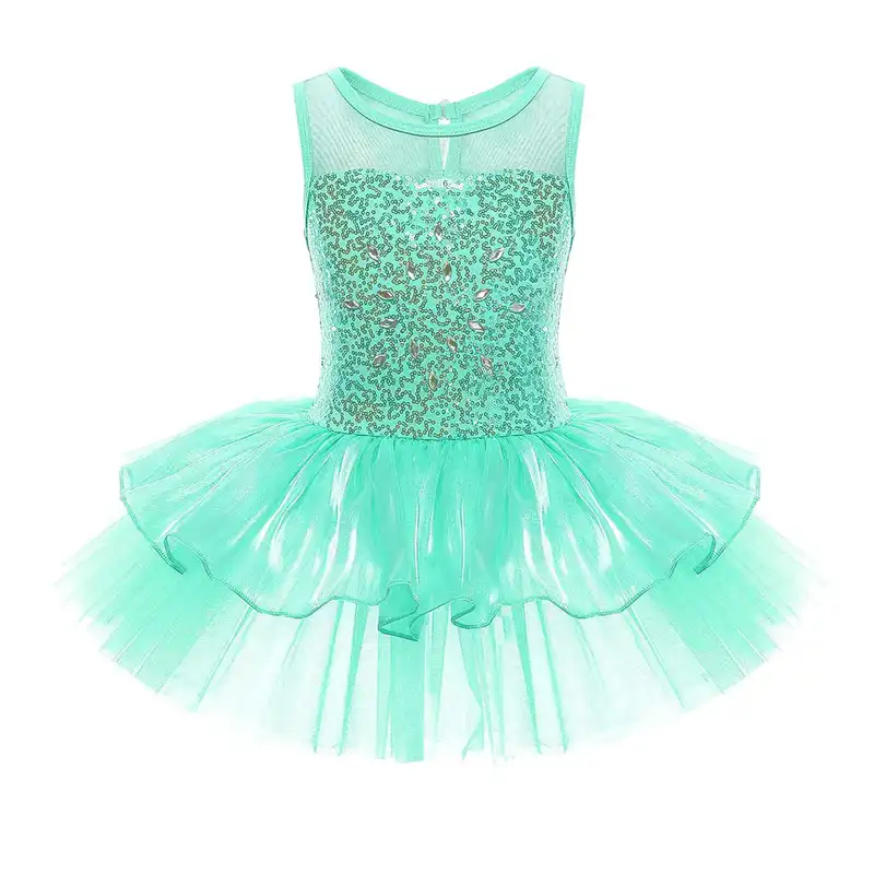 Child Tutu Ballet Dress Girls Ballerina Tulle Costume Sequins Mesh Splice Bowknot on Waist Gymnastics Leotard Kids Dancewear - Image 9