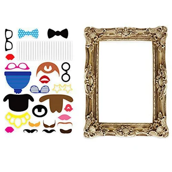 

Large Picture Frame + 24 Photo Props Booth Wedding Hen Do Party Selfie Fun Game