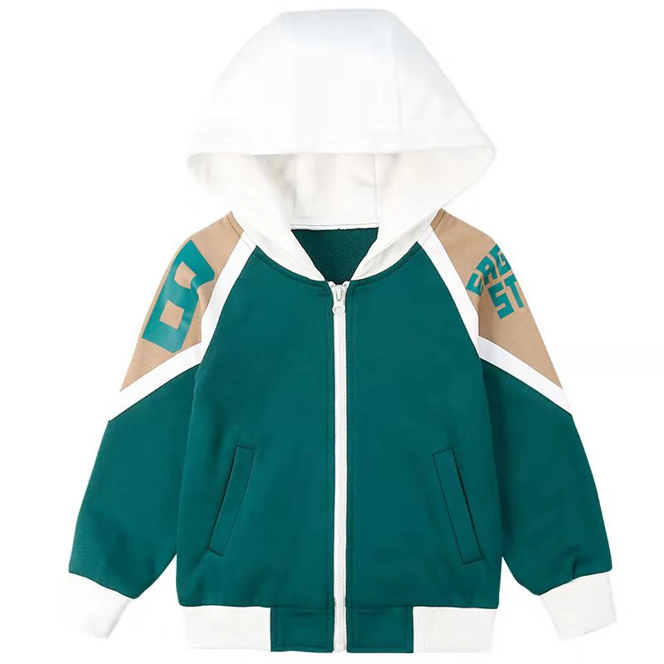 Весенне-осенняя верхняя одежда для маленьких мальчиков 3, 4, 5, 6, 7, 8, 9, 10 лет, куртки с длинными рукавами, пальто с капюшоном и принтом с буквами, верхняя одежда, топы