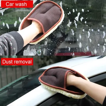 

Car Washing Gloves Wool Dusting Cleaning Brush Motorcycle Washer Mitt Car Care Products Cleaning Tool Car Styling Wool Soft
