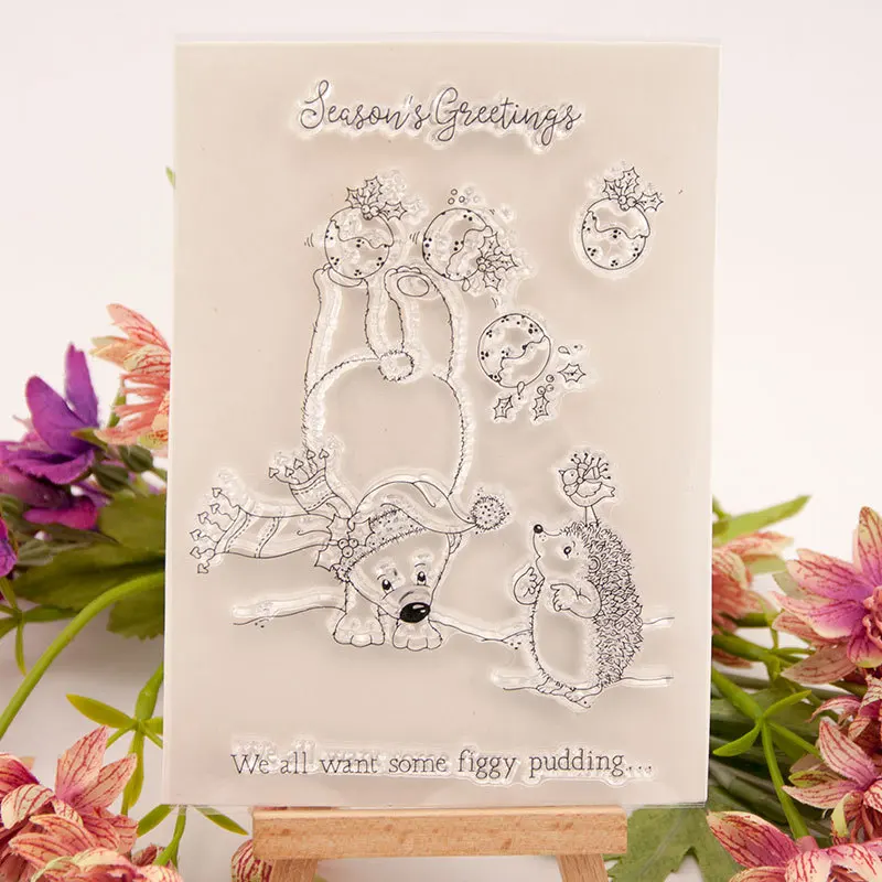 Season's Greeting Silicone Clear Transparent Stamp and Cutting Dies Scrapbooking christmas stamps | Дом и сад