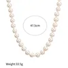 Élégant collier de perles d'imitation blanche longue ronde perle collier de tour de cou de mariage pour les femmes bijoux de mode de charme ► Photo 2/6